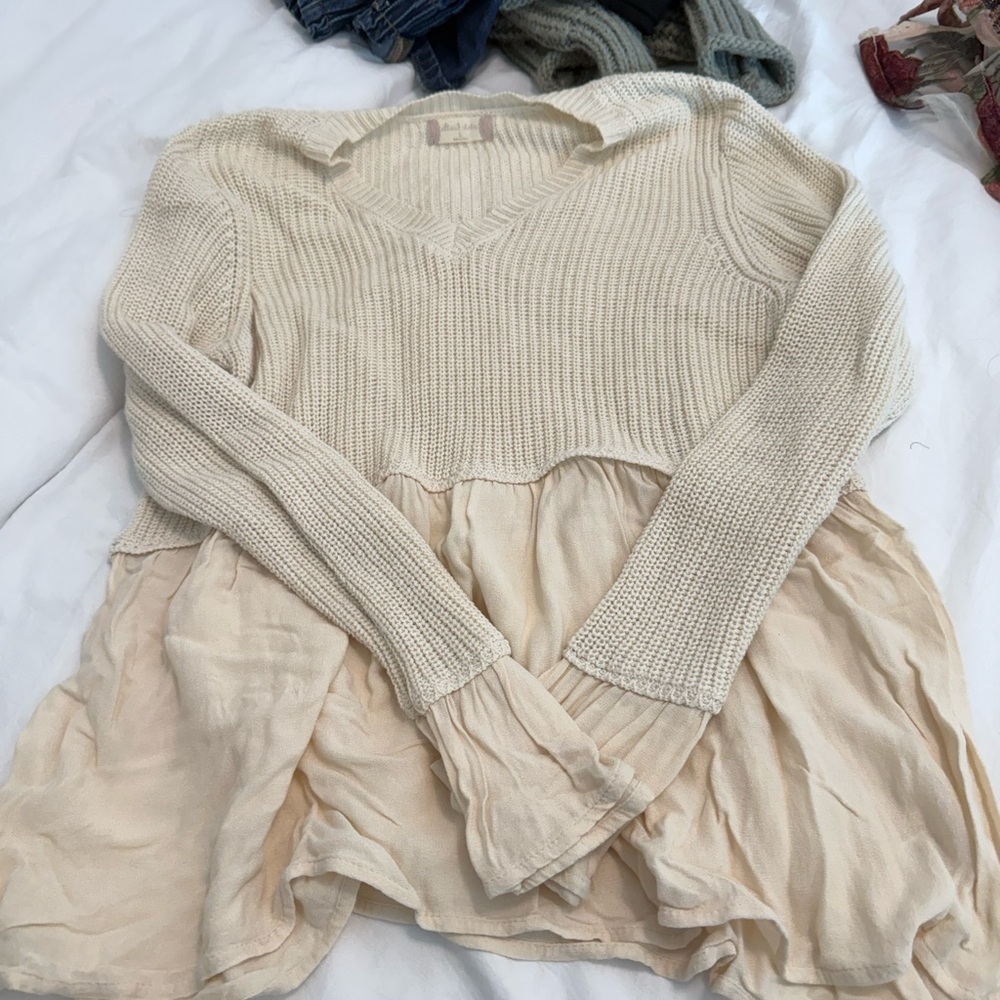 Altar'd State Cream V-Neck Sweater